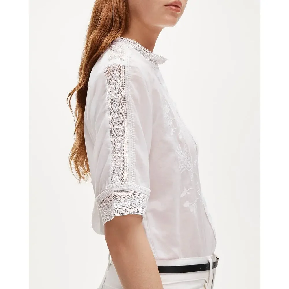 J.Crew Embroidered lace-trim button-up shirt White 2